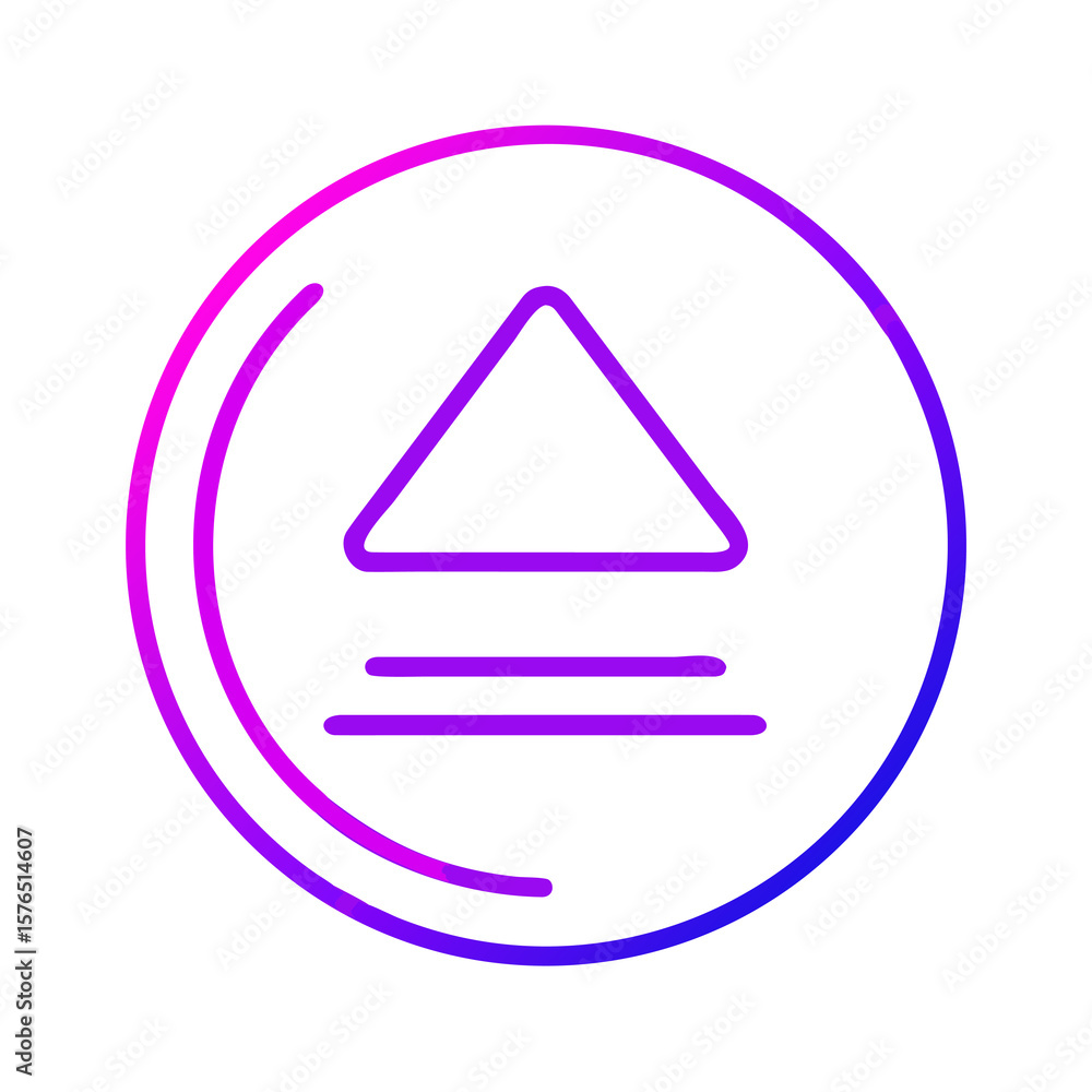 Poster vibrant gradient eject symbol in a circular frame representing media control and device functionalit