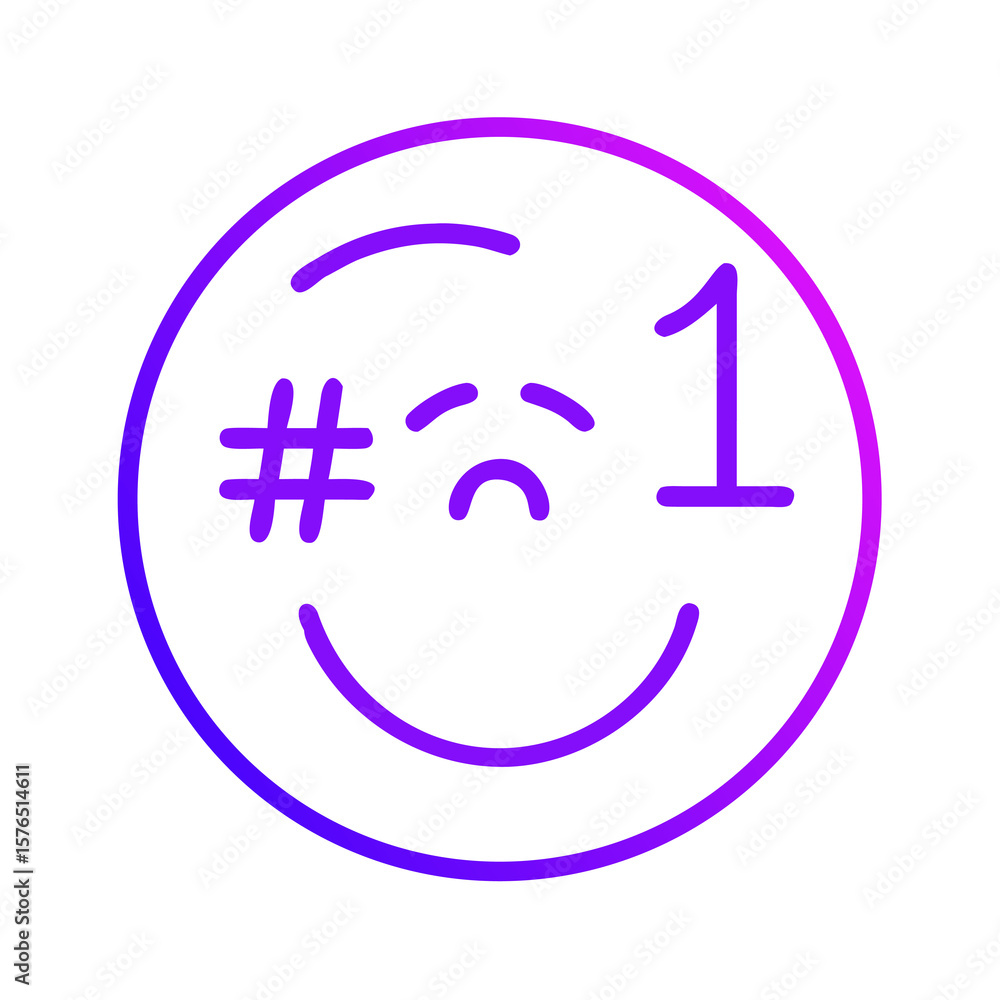 Poster expressing playful approval a winking smiley face icon with a number one symbolizing fun, positivity