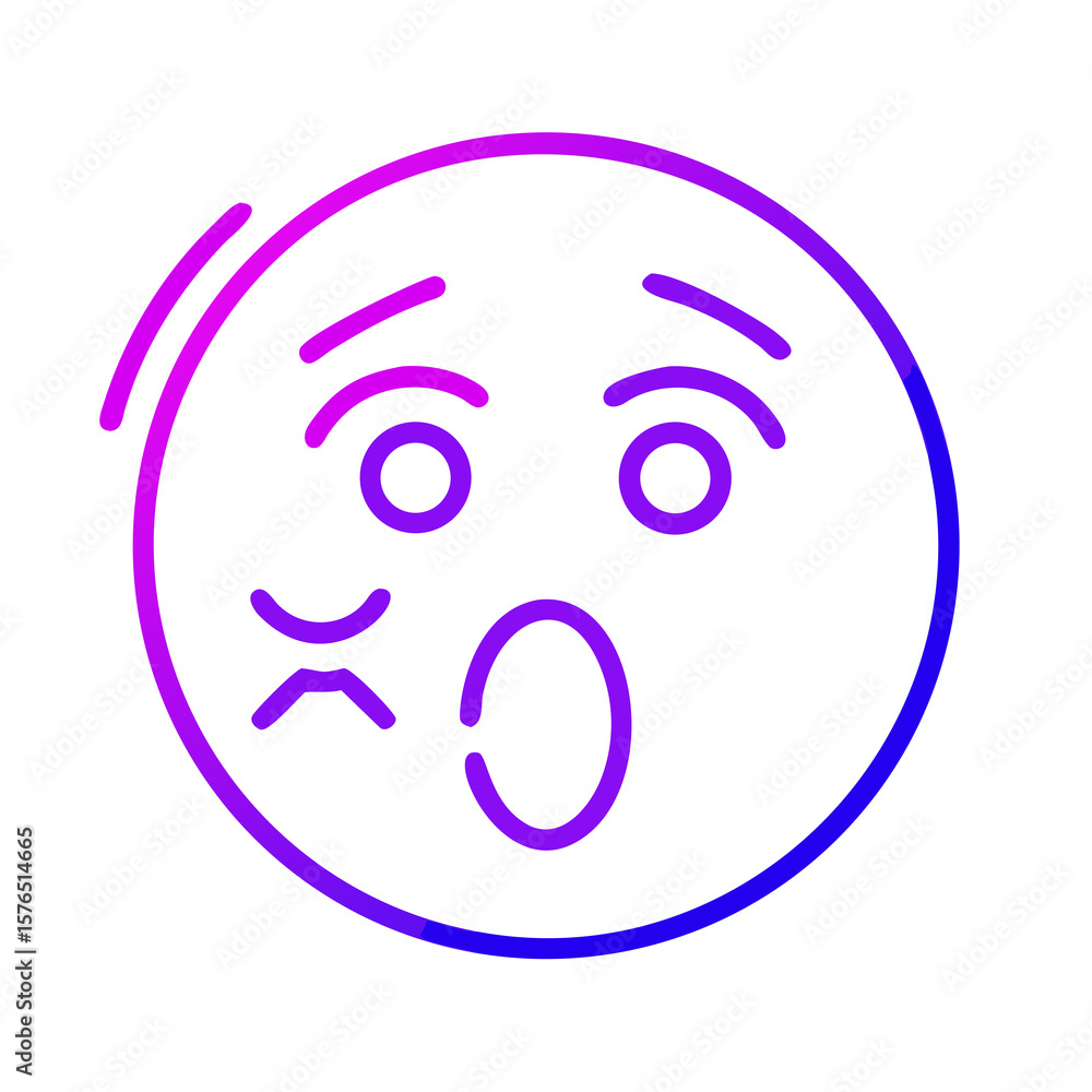 Poster gradient shocked face emoji illustration a digital art depiction of a surprised expression with rais