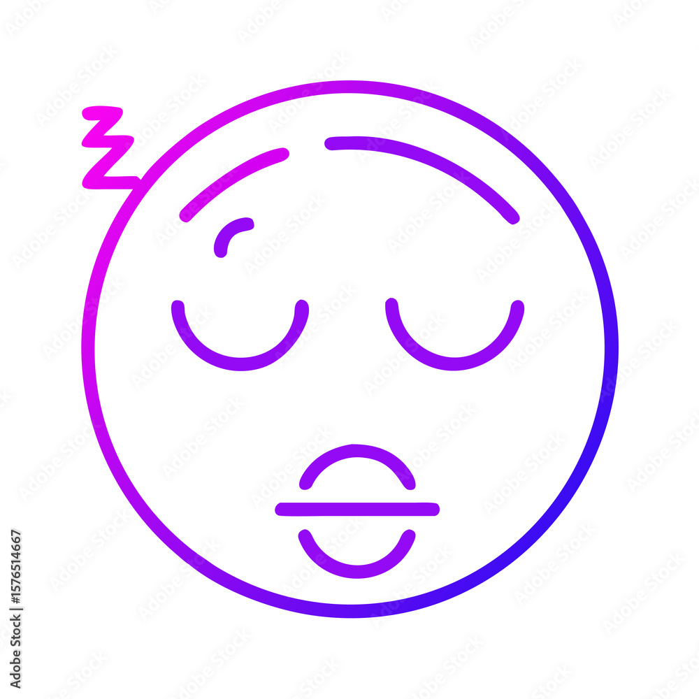 Poster dreamy sleepy face emoji with zzz symbol a gradient icon on transparent background for expressing ti