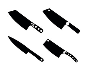 Kitchen knives vector icon set. Knife for butcher. Kitchen knives set. set of knives vector