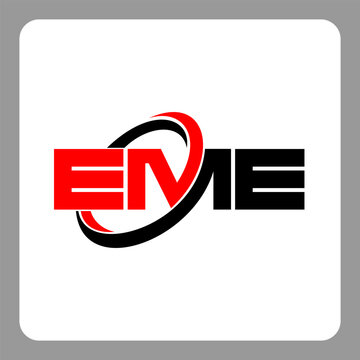 EME logo. EME letter. EME letter logo design. Initials EME logo linked with circle and uppercase monogram logo. Modern Red and Black Initials Logo for Corporate, EME typography for technology,