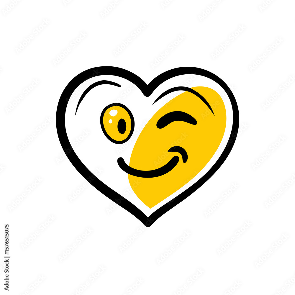 Aufkleber whimsical wink a playful heart shaped emoji with a winking expression conveying fun and lighthearted