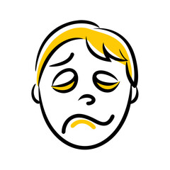 Melancholic Expression Icon Depicting Sadness and Disappointment with Downcast Eyes and Frowning Mouth on Transparent Background