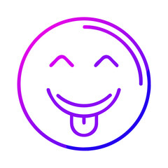 Vibrant Gradient Smiley Face Icon with Tongue Out for Modern Digital Design, Expressive Emoticon for Social Media and Messaging Applications