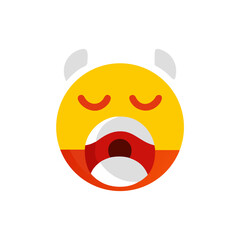 Expressive Emoji Illustration Depicting a Yawning Face with Closed Eyes and Open Mouth on Transparent Backdrop, Ideal for Digital Communication and Social Media