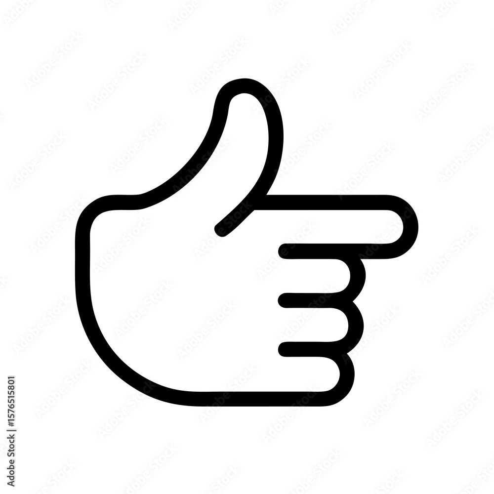 Poster a sleek line art depiction of a hand pointing with a thumbs up, set against a transparent canvas for