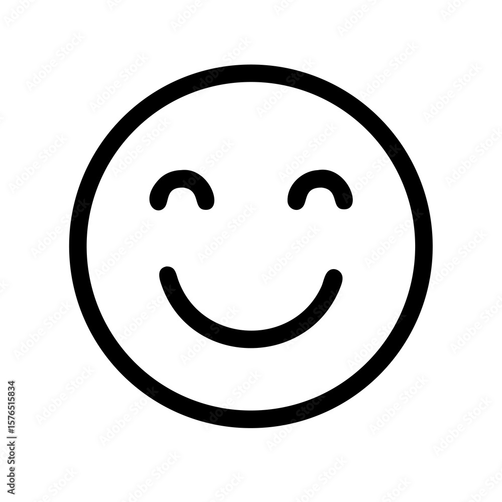 Aufkleber simple smiling emoji icon with curved eyes and gentle grin on transparent backdrop, conveying joyful