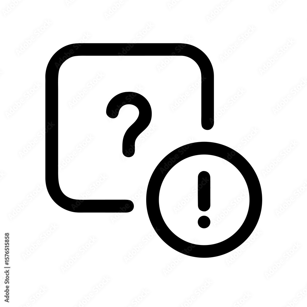 Poster question mark in square with exclamation point icon a symbol of inquiry and urgency a clear visual r