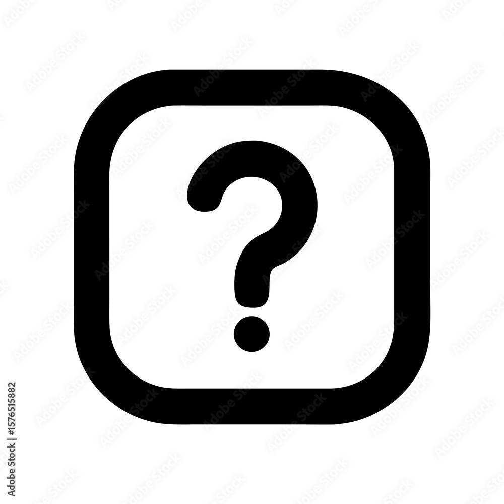 Aufkleber question mark in a rounded square: a simple and clear symbol for inquiry, uncertainty, or seeking in