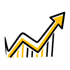 Growth Chart with Arrow Icon A Symbol of Progress and Development A Clear Visual Representation of Upward Trend and Success