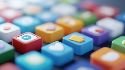 Colorful square icons for digital applications