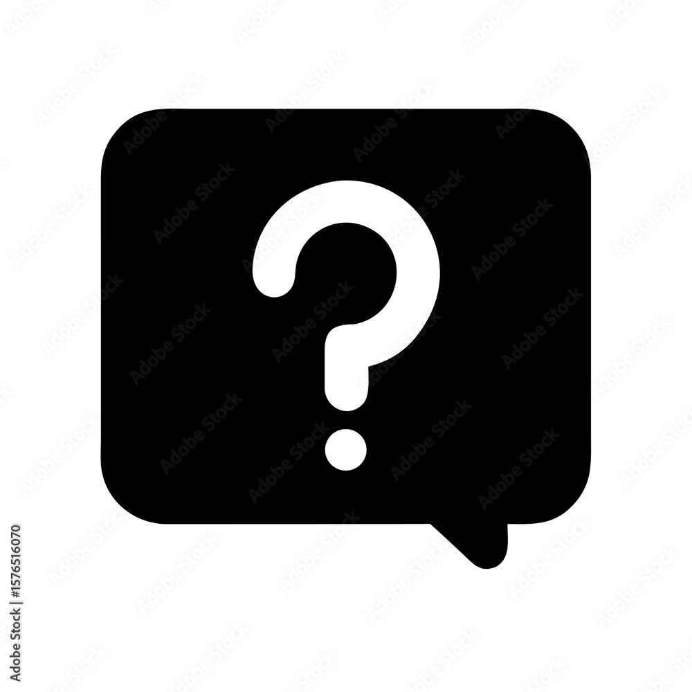 Poster a question mark inside a speech bubble on a transparent background, symbolizing inquiry and seeking 