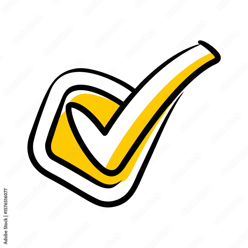 Poster confirmation and validation a bold check mark icon signifying approval, agreement, and completion in