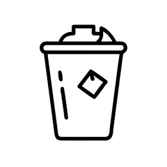 A Simple Line Art Illustration of a Trash Can on a Transparent Background, Representing Waste Disposal and Environmental Responsibility for Educational Materials