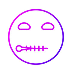 Gradient Zipped Lips Emoji Illustration A Digital Art Depiction of a Silent Expression with Closed Mouth and Zipper on a Transparent Background