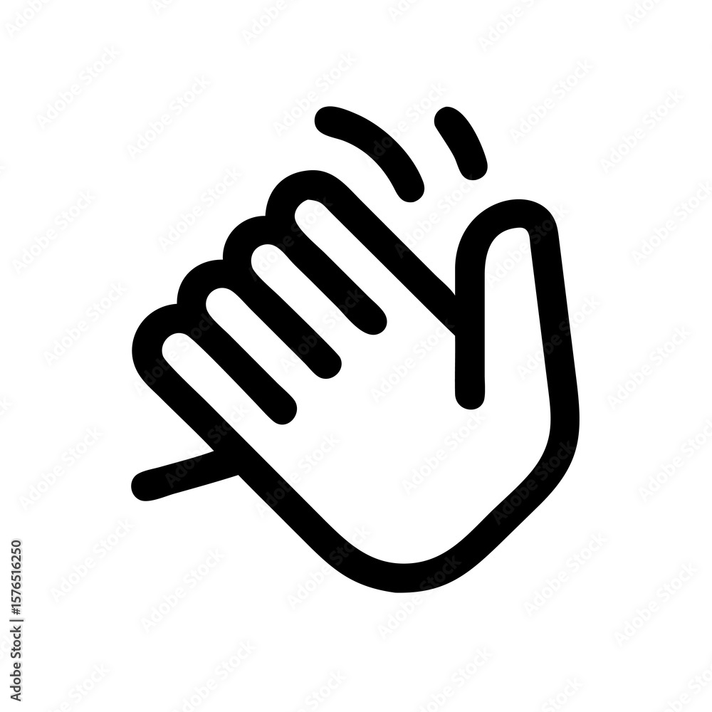 Poster expressive hand gesture icon conveying knocking or rejection with bold outline style on transparent 
