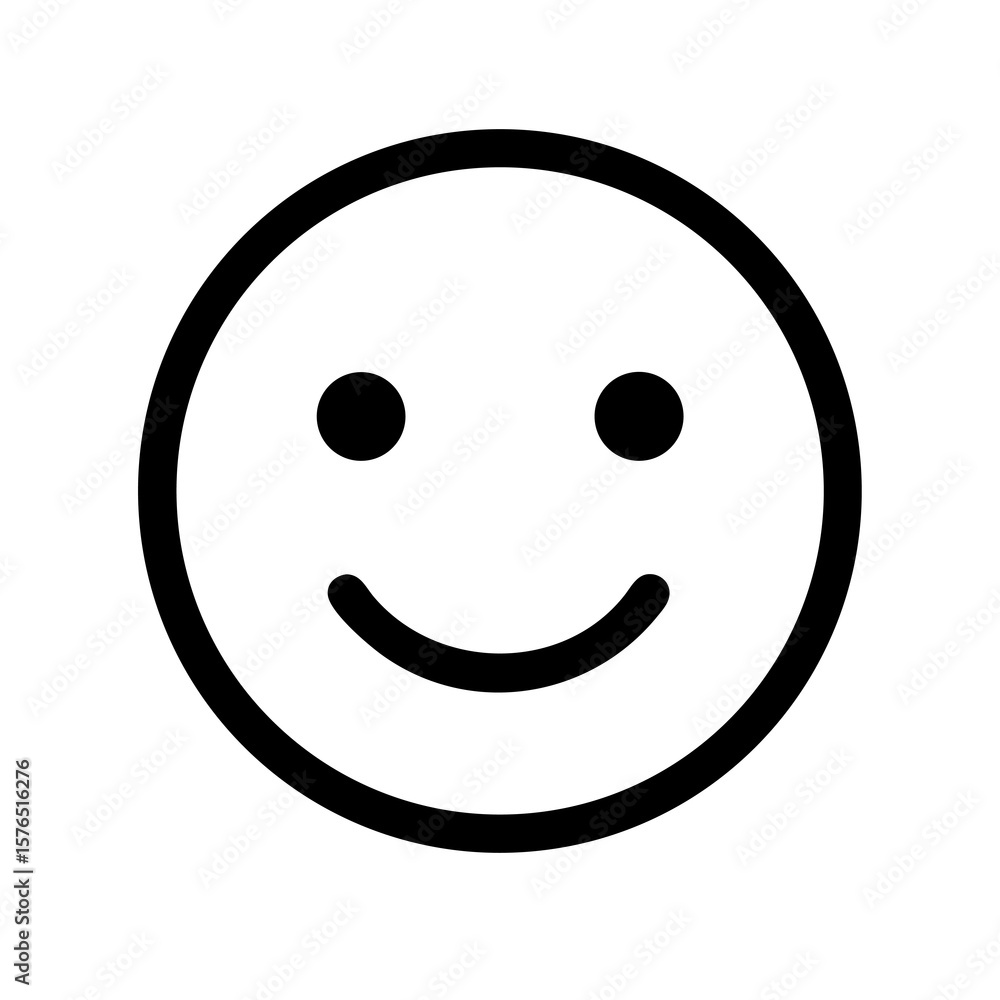 Poster subtle smile a minimalist emoji icon representing gentle happiness and contentment on a transparent 