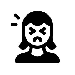 A Woman with Headache Icon on Transparent Backdrop for Health and Medical Content in Modern Graphic Design Projects and Digital Communication