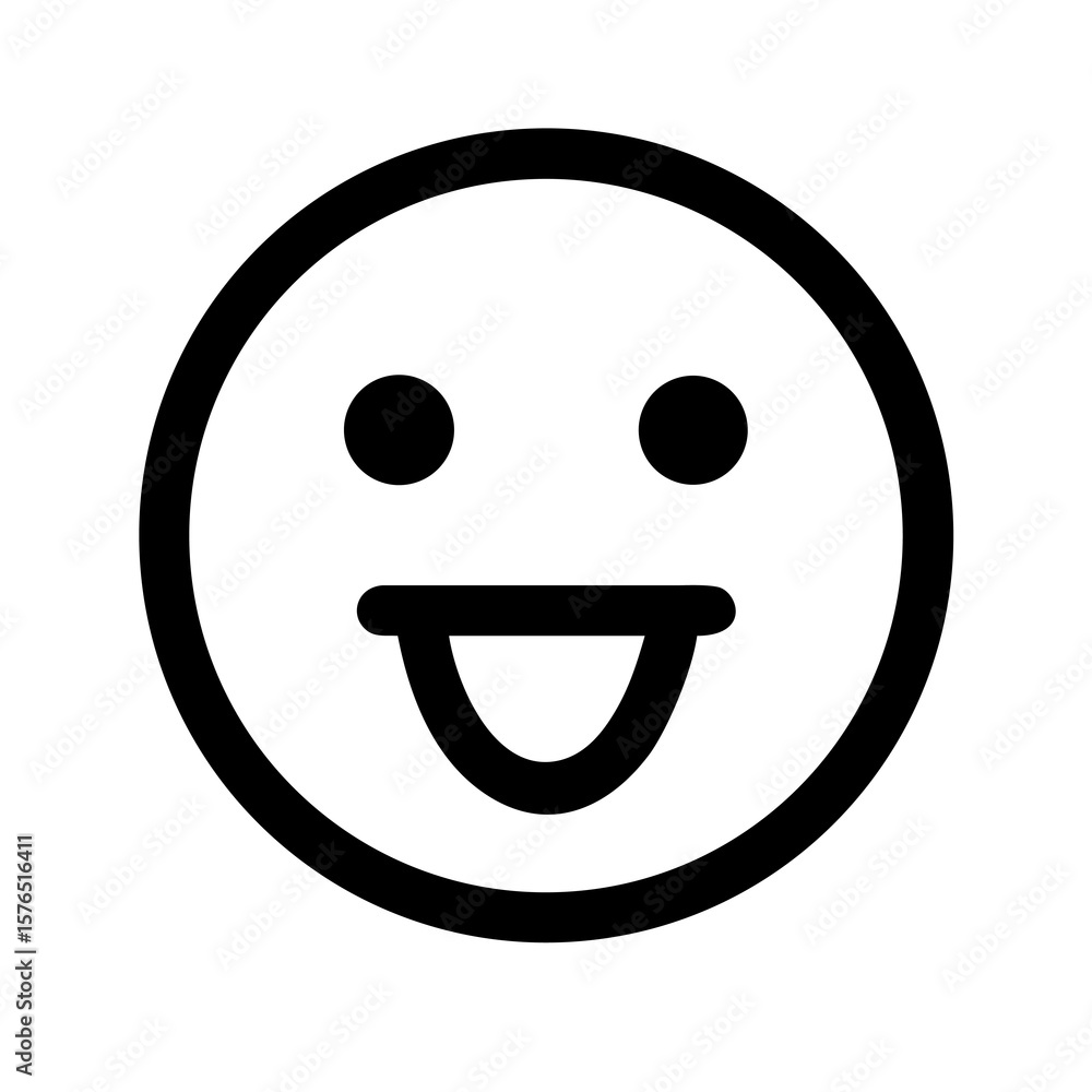 Poster expressive smiley face icon with tongue out simple design for digital communication and user interfa