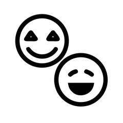 Expressing Emotions Through Simple Icons A Black and White Illustration of Two Smiley Faces Conveying Different Feelings on a Transparent Background