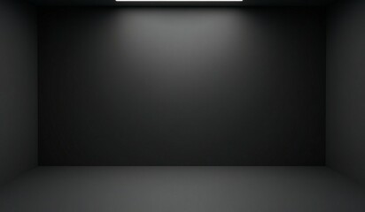 Obraz premium Black display on dark background with minimal style. Blank stand for showing product. 