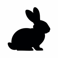 Elegant Black Silhouette of a Rabbit on White Background Perfect for Easter Designs and Animal Themed Projects Minimalist Graphic