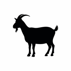Elegant Silhouette of a Goat Standing Profile on White Background Farm Animal Illustration Livestock Graphic Simple Vector Design Element