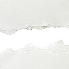 Obraz premium Torn white paper with a transparent background visible through the tear. The edges are jagged and uneven, creating a contrast 