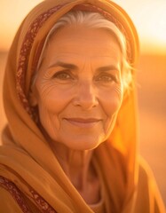 detailed close up portrait of a mature palestinian woman