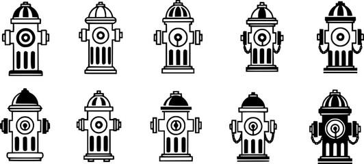Fototapeta premium set of fire hydrant vector, vector and illustration, vector style 