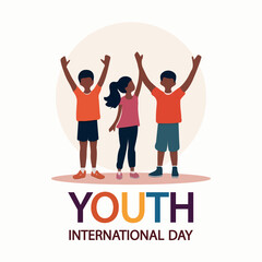 Youth International Day teenagers, vector art illustration.