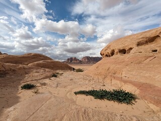 Wadi Rum Desert, Jordan. The red desert and Jabal Al Qattar mountain.Where some famous movies where...