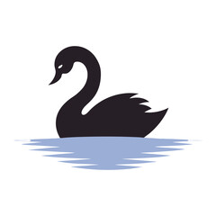 Swan Gliding In Moonlight Scene