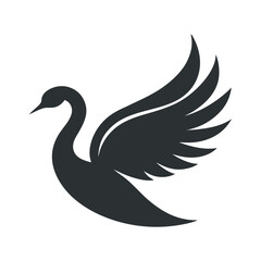 Swan In Flight With Elegant Wings