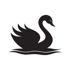 Swan Floating On Calm Lake Water