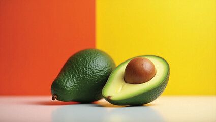 fresh vibrant green avocado fruit cut in half revealing healthy seed and textured flesh this natural food appears delicious and ready to eat