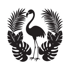 Flamingo Among Tropical Leaf Design