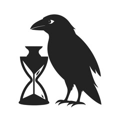 Raven Holding Broken Timepiece Symbol