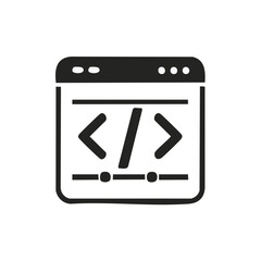 Outline Icon Displaying Code and Settings, Web Development and Programming Illustration