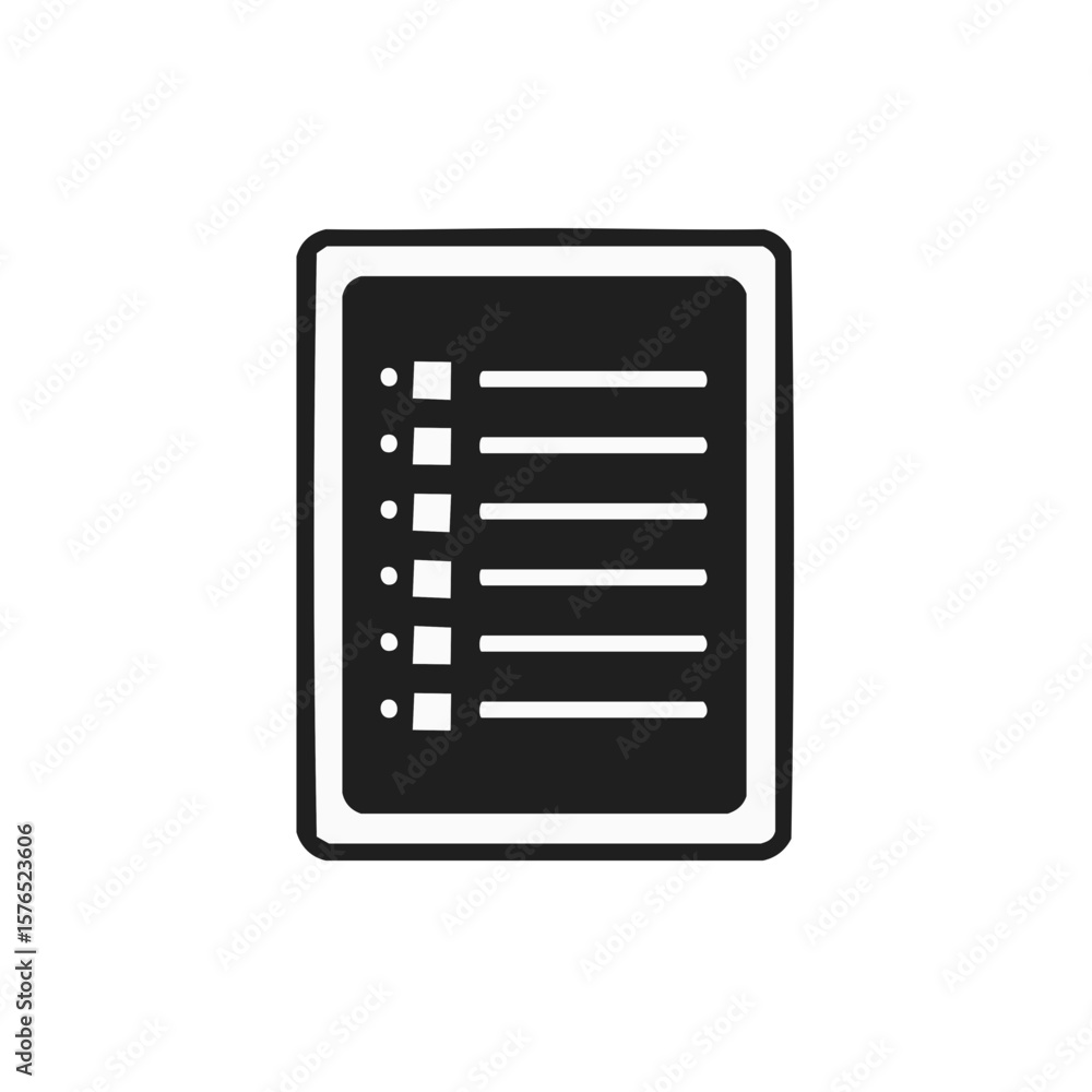 Poster checklist icon design showing items and progress in simple style