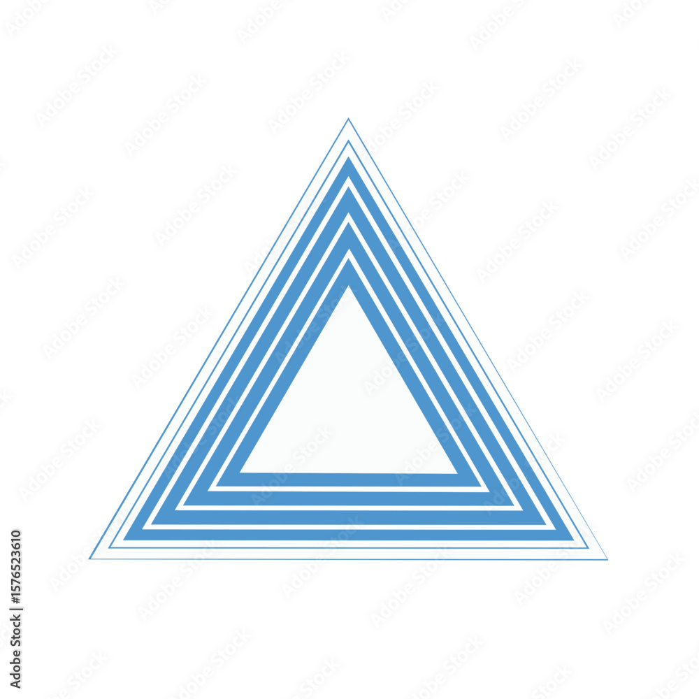 Poster concentric triangle composition with blue lines creating a geometric icon