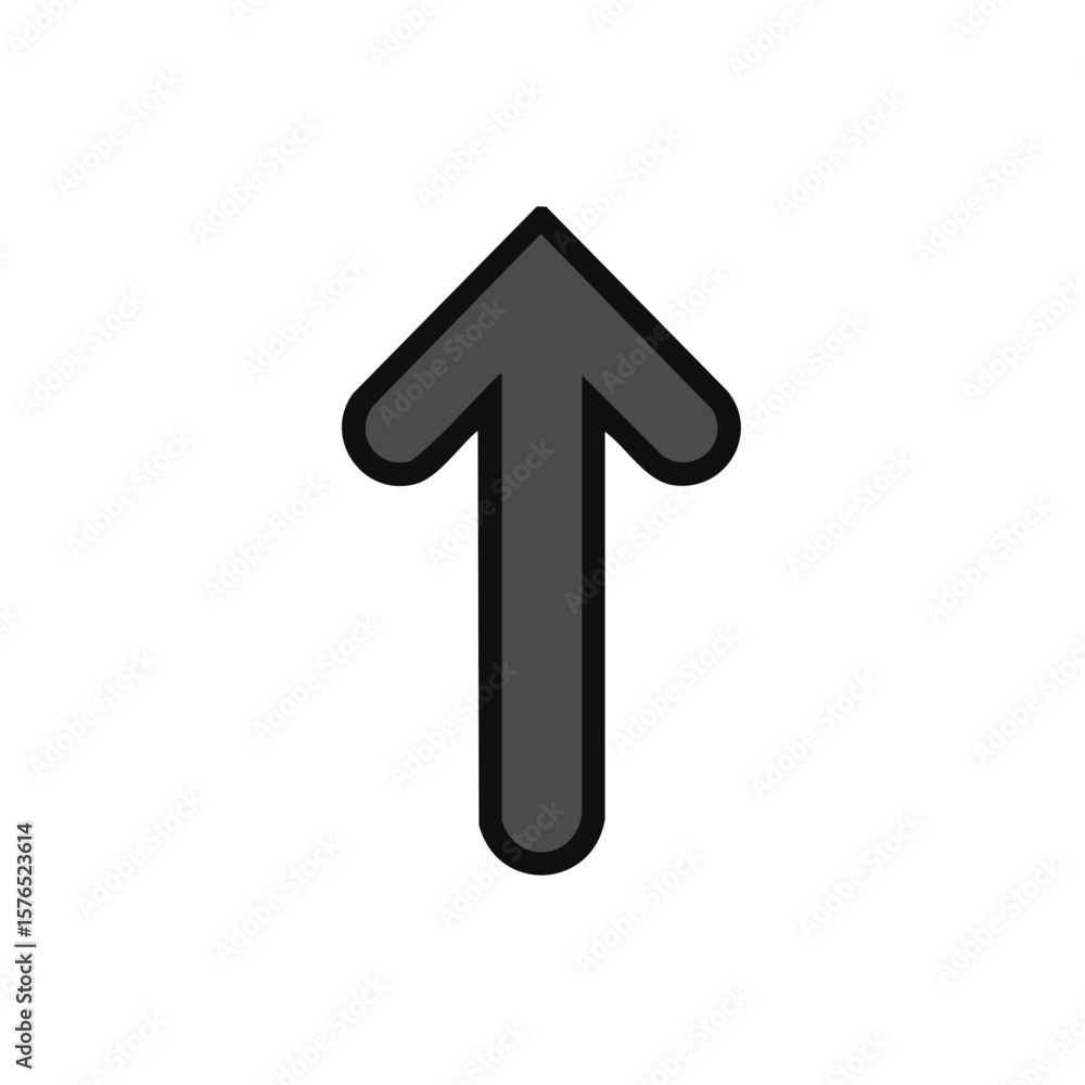 Poster isolated upward arrow symbol with rounded corners pointing upward, vector