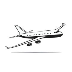 Airplane in Flight Monochrome Illustration Commercial Airline Vehicle