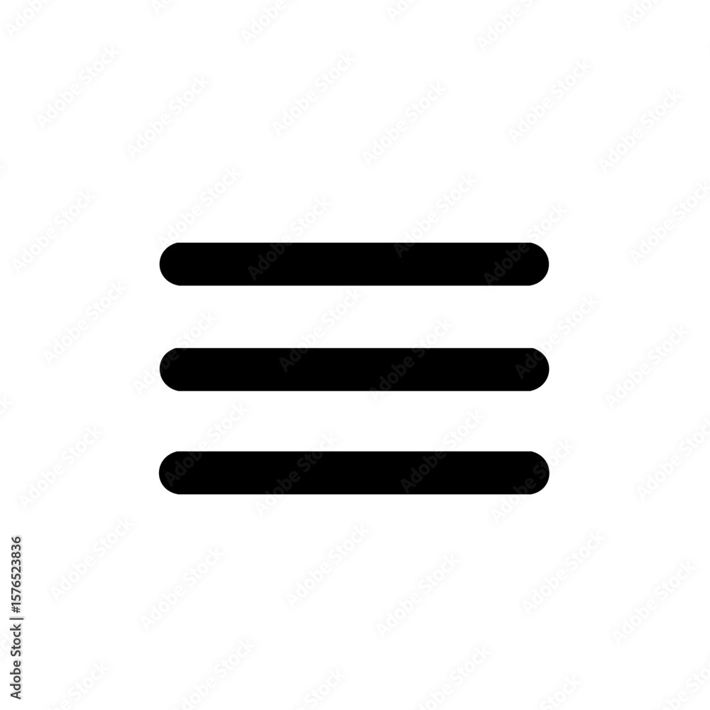 Poster hamburger menu icon, three horizontal lines, simple navigation button ui symbol
