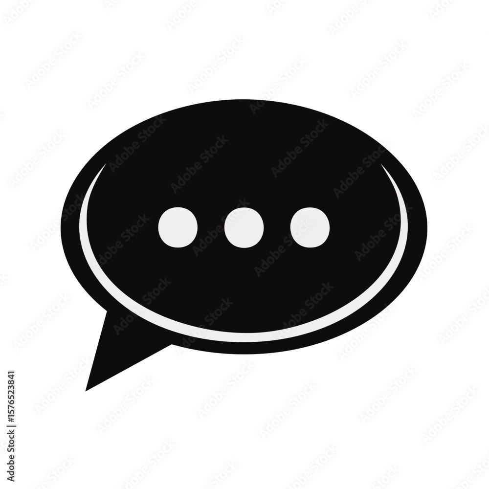 Poster communication bubble graphic showing dots implying a pause in typing or conversation