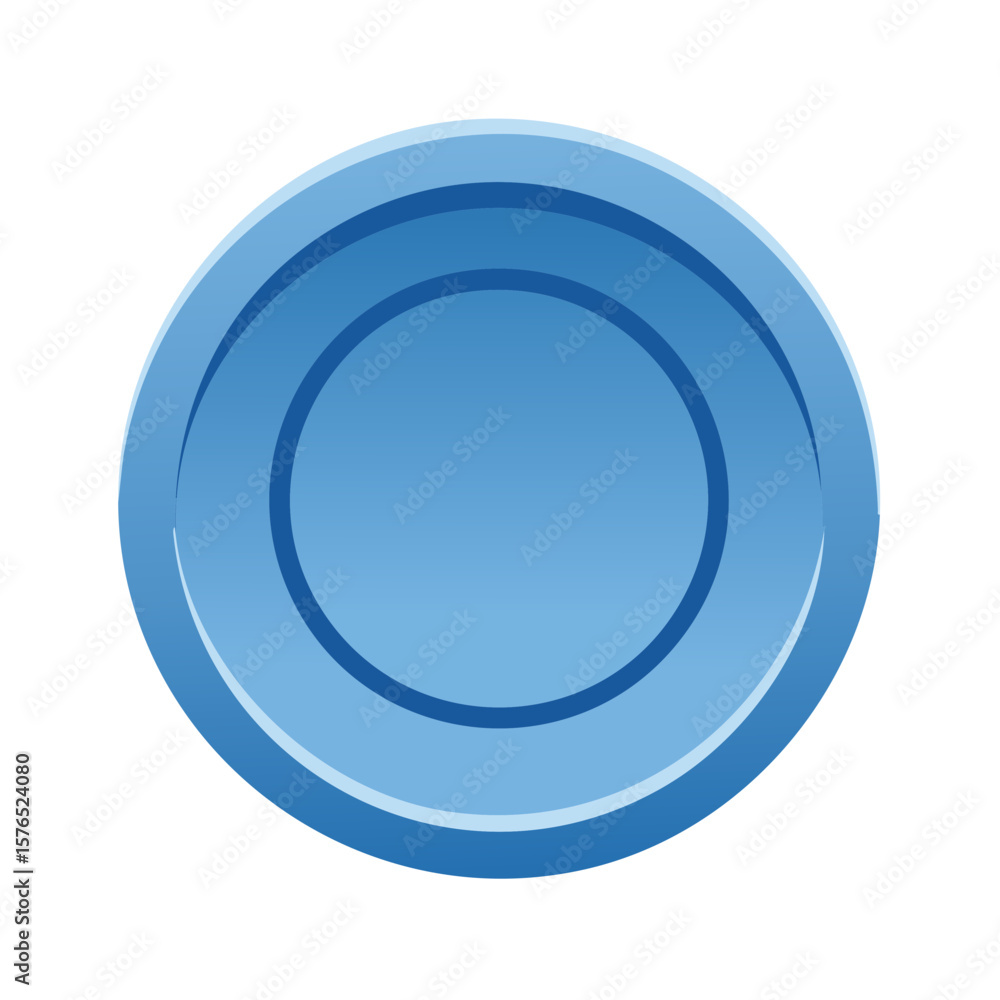 Fototapete sky blue round icon with inner circle design, simple minimalist button graphic, isolated object with