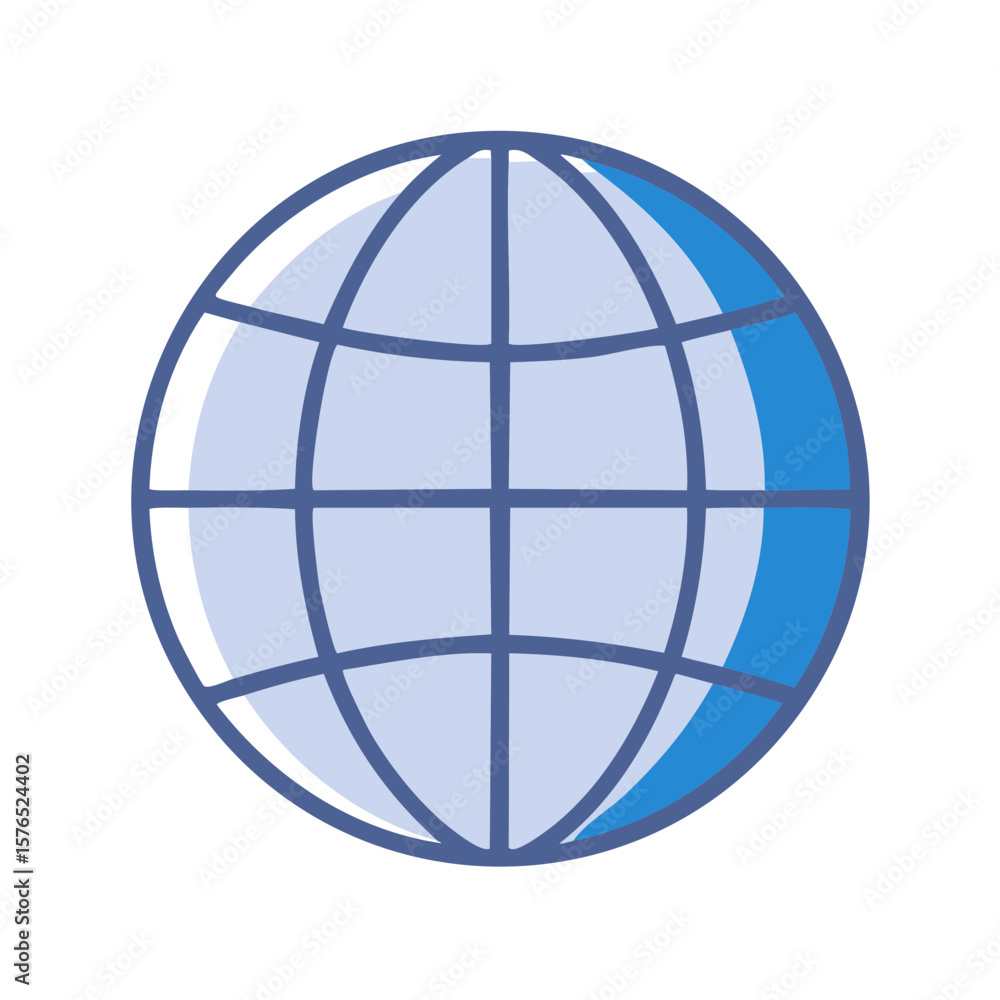 Poster stylized world globe with grid lines, representing global communication and connectivity concepts