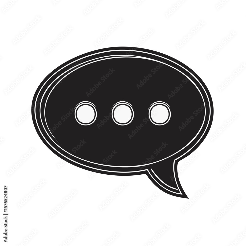 Poster black speech bubble with three dots representing typing notification