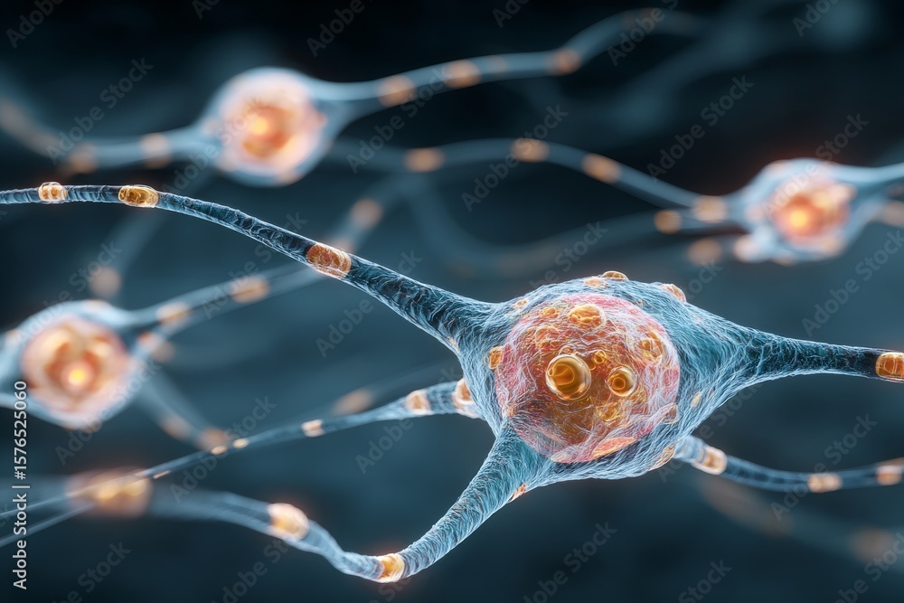 Poster ai tools create an image showing a close-up view of neuron cells transmitting a signal